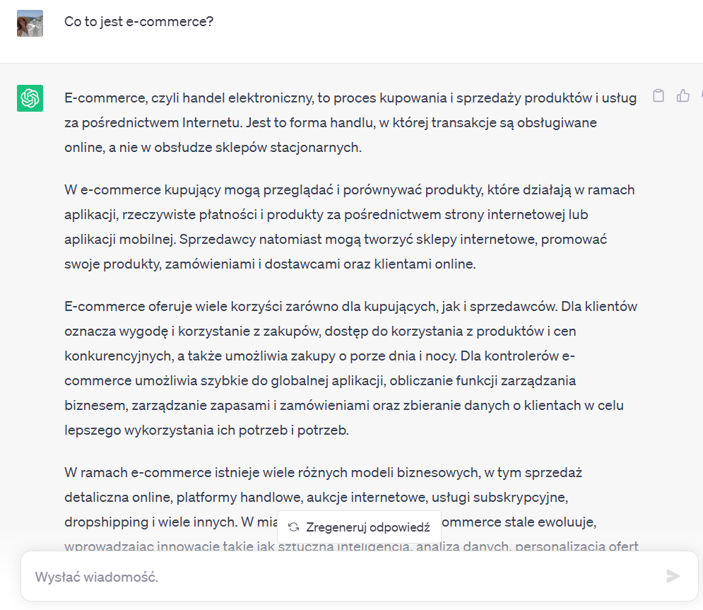 Odpowiedź na pytanie ChatGPT Sellingo.pl